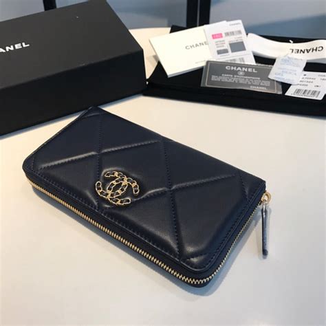 chanel 19 long wallet|chanel zipped wallet small.